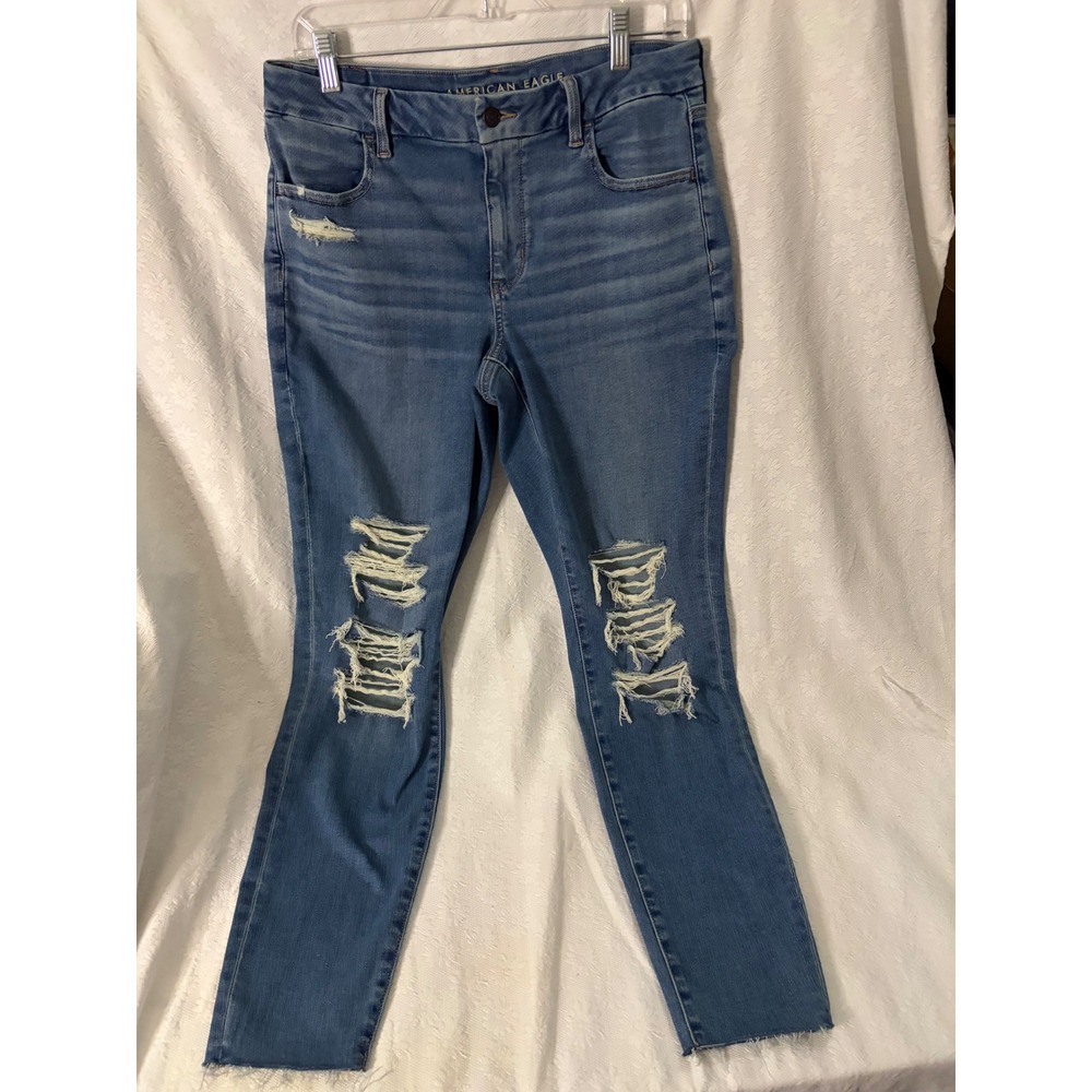 American Eagle  Indie Sleaze Grunge Next Level Stretch Distressed Skinny S 12